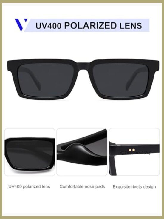 Retro Rectangular Polarized Sunglasses for Women Men Trendy Small Chic 80s 90s